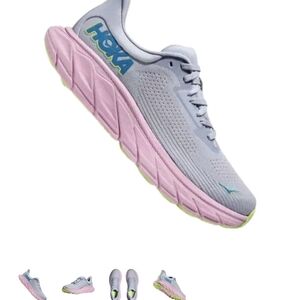 Hoka Women's Light Gray and Soft Pink Athletic Shoes